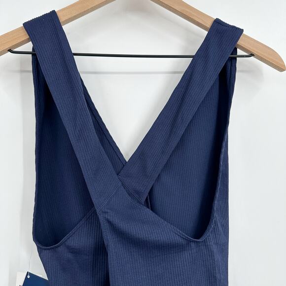 Urban Outfitters Spalding Plunging Cross Back Bodysuit in Navy Size Medium NWT - Picture 5 of 10
